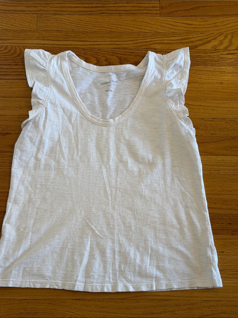Universal Thread Cream Ruffle Cap Sleeve Scoop Tank